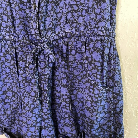 American Eagle Navy Black Ditsy floral Romper shorts S - Picture 4 of 11